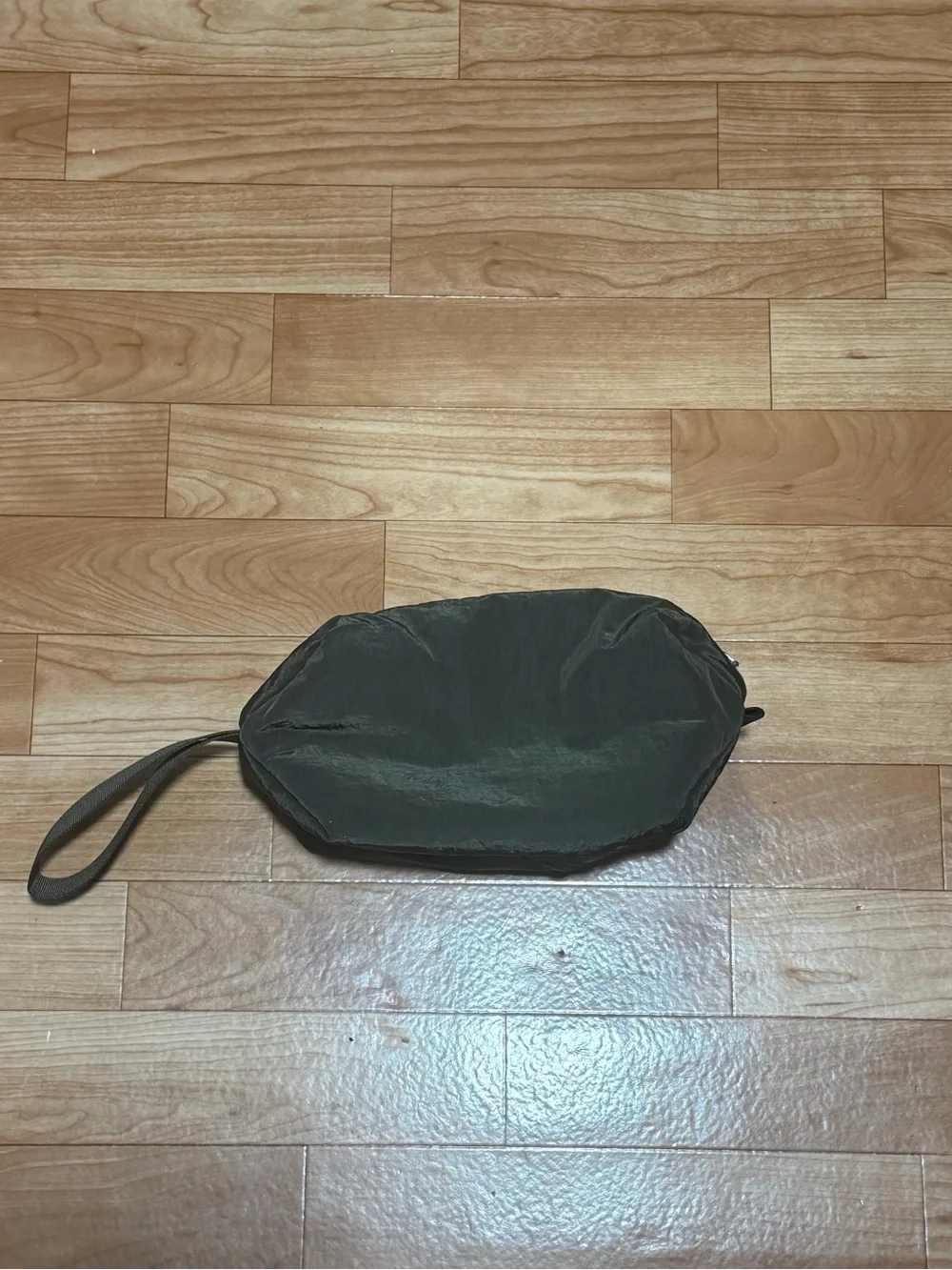 Burberry Olive Green Cosmetic Wristlet with Blue Logo Accent